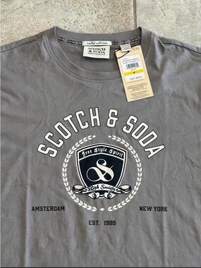 Scotch & Soda Gray Graphic Crest Short Sleeve Tee